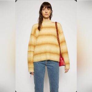NWOT ACNE STUDIOS Sand Beige Tan Ombre Jacquard Alpaca Mohair Wool Sweater S
